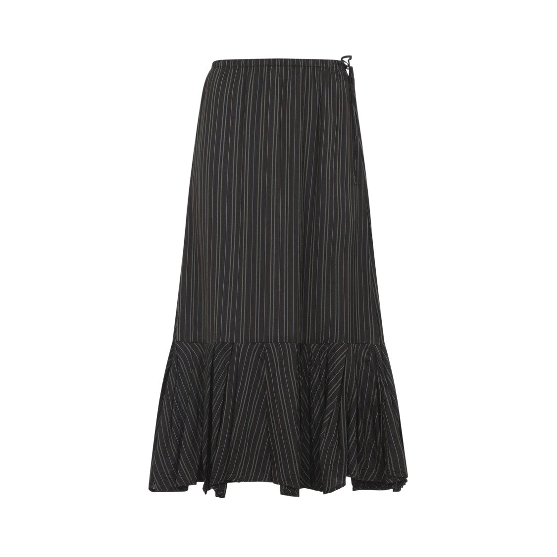 Dries Van Noten Pinstripe Midi Skirt With Side Tie Detail