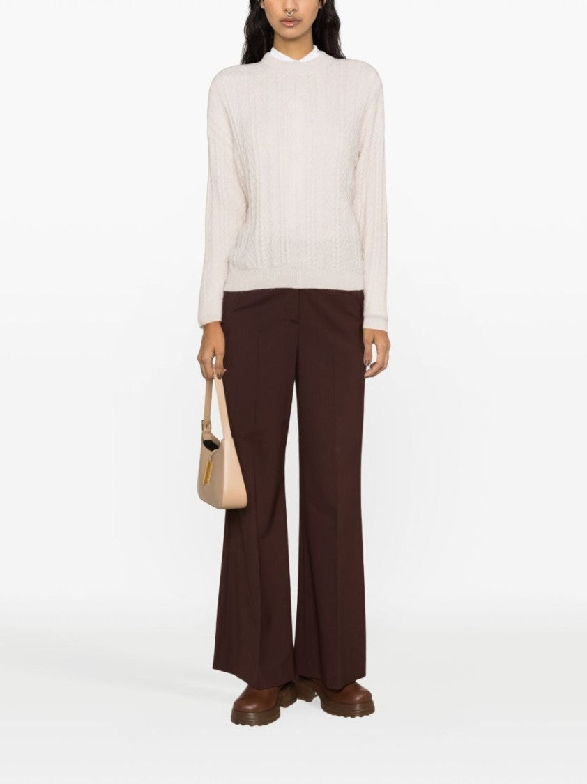 Peserico Cable-Knit Pink Wool-Blend Knitwear Jumper