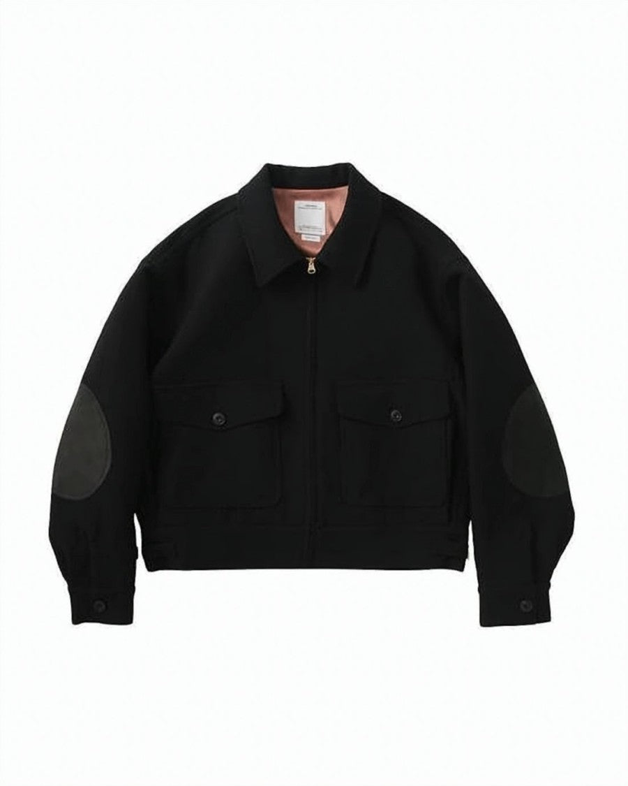 Visvim Black Wool Linen Elbow Patch Jacket