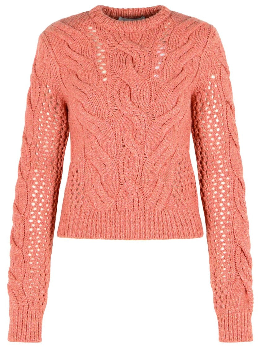 Sportmax 'Radio' Crewneck Sweater With Pink Wool Blend Braids