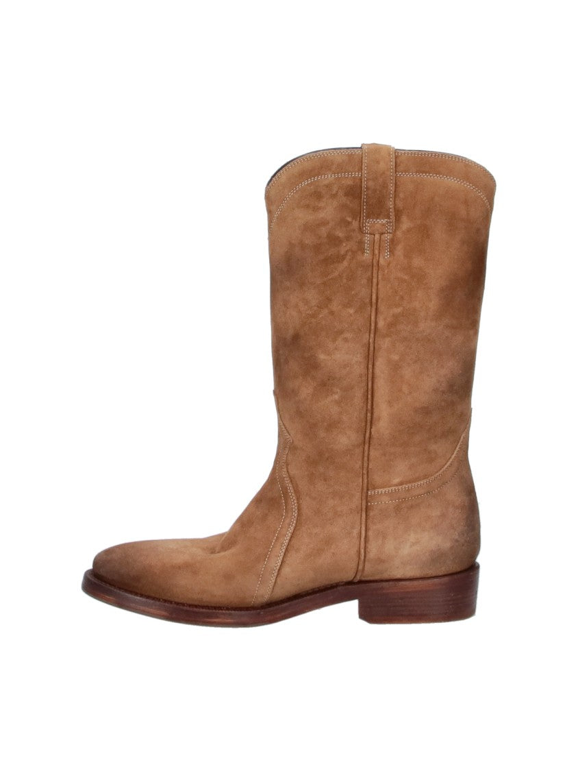 Jil Sander Mid-Calf Boots In Soft Calf Suede With Rounded Toe