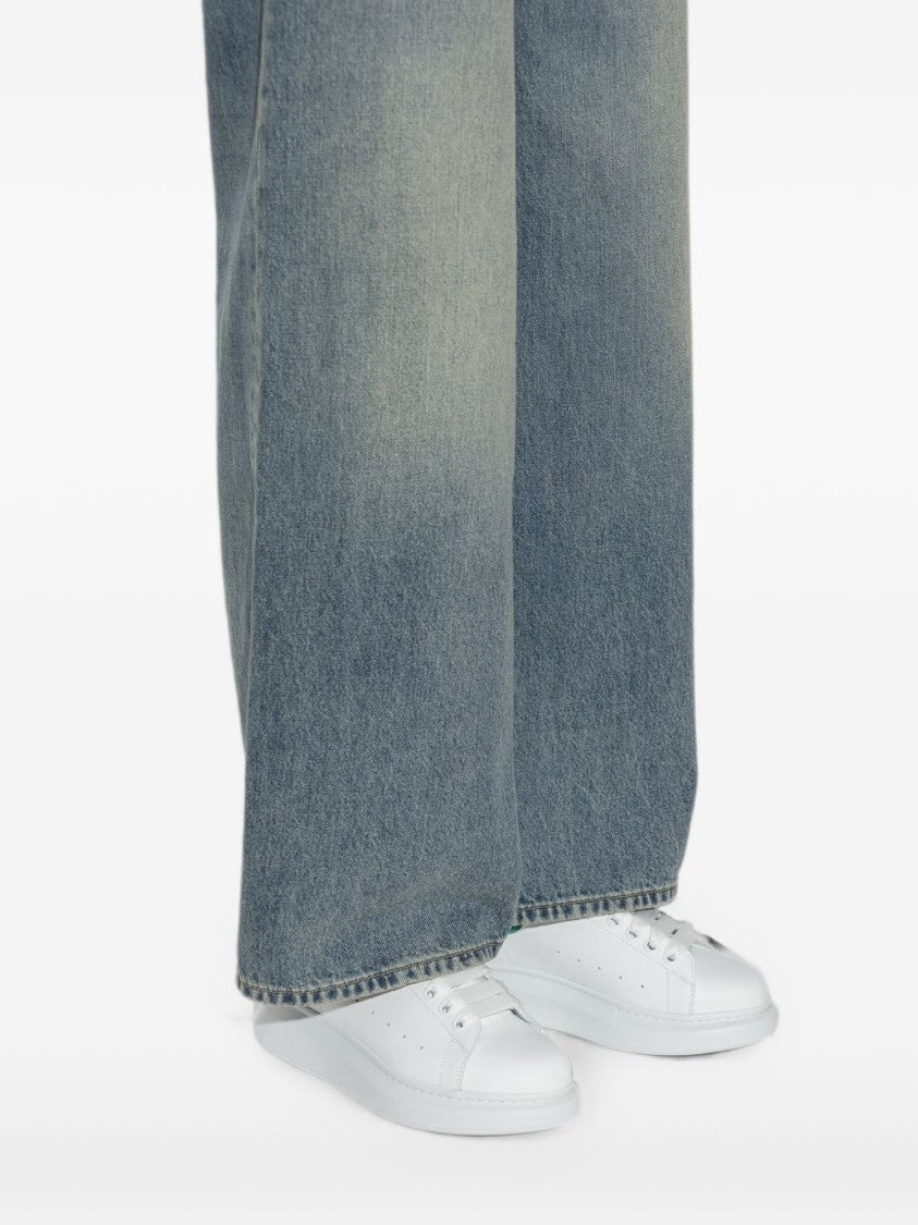 Alexander Mcqueen White Oversized Turquoise Heel Sneakers
