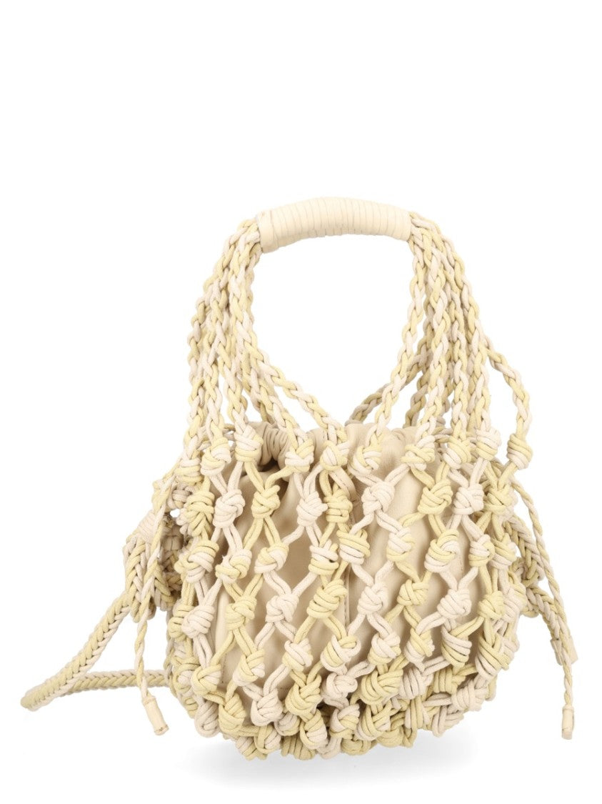 Alysi Neutrals Open Weave Inricate Shoulder Bag