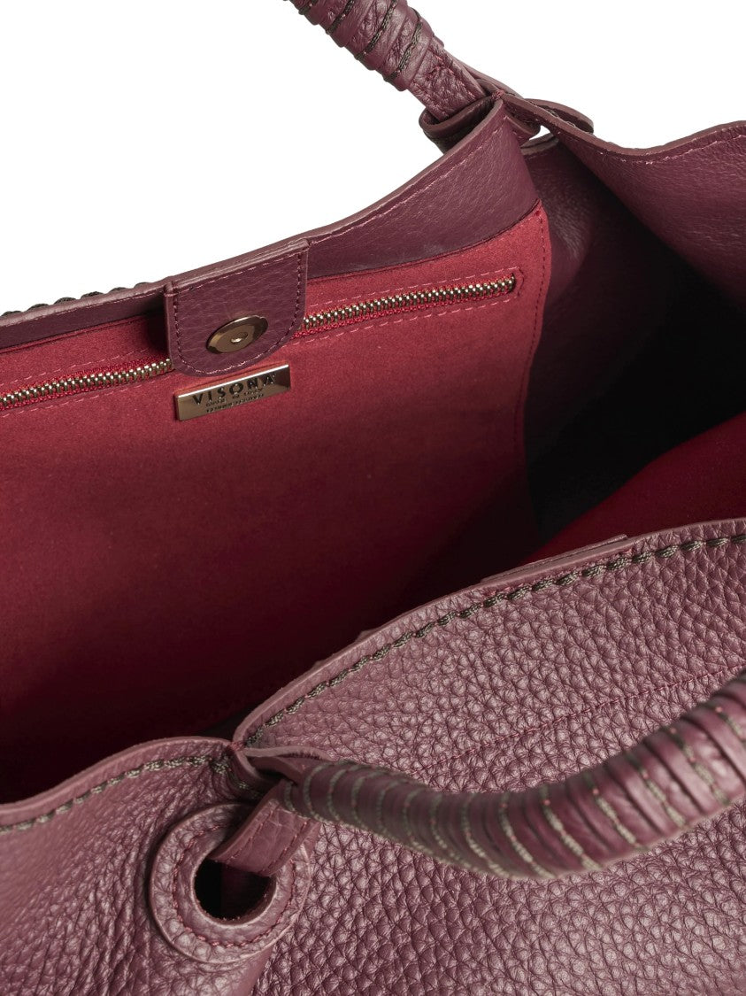 Visona` Queen Deep Burgundy Textured Leather Handbag