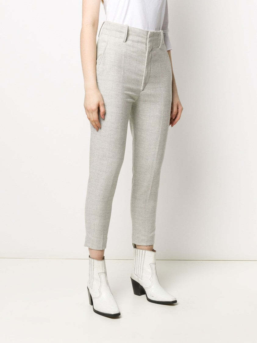 Isabel Marant Étoile Light Grey Checkered Tailored Trousers