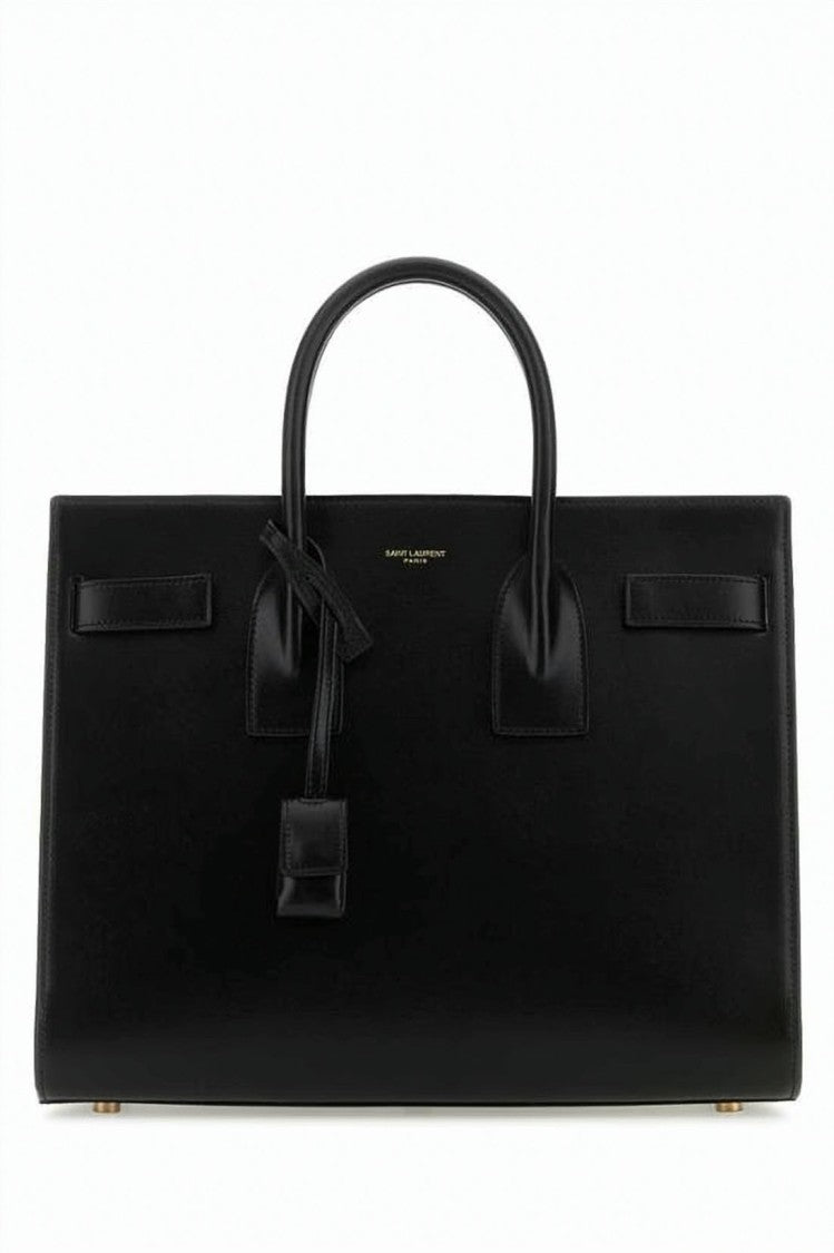 Saint Laurent Black Structured Calf Leather Small Tote