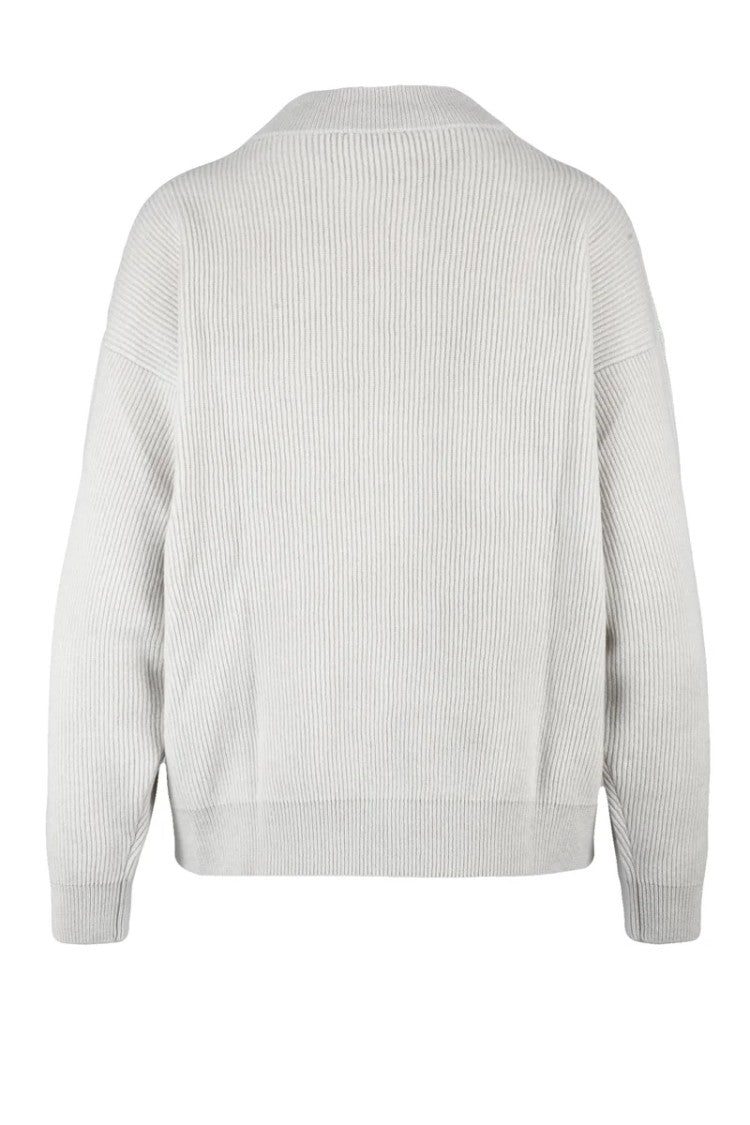 Panicale Wool Silk Cashmere Zip Cardigan - Beige