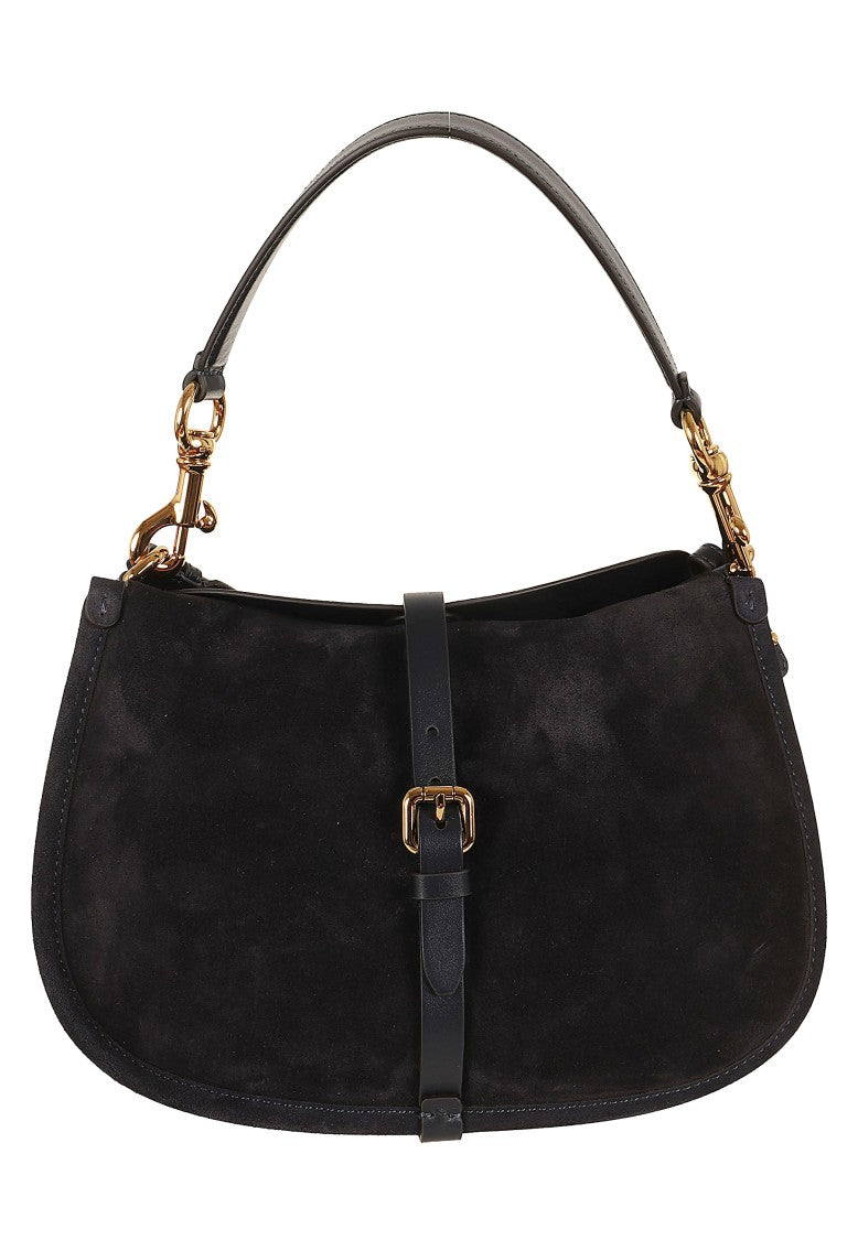 Etro Black Pony Half-Moon Suede Shoulder Bag