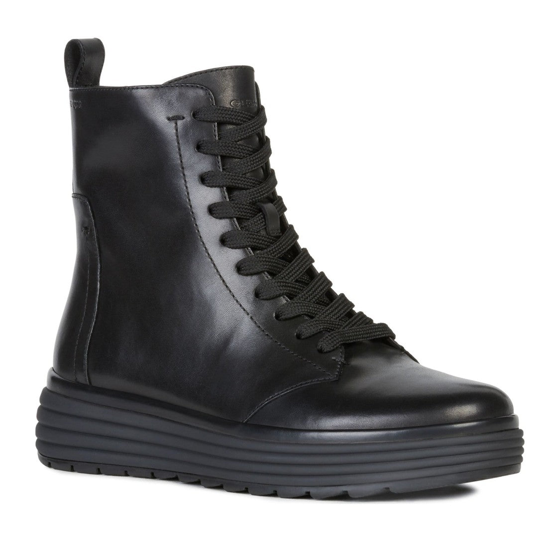 Geox Phaolae Black Wool-Lined Leather Ankle Boots