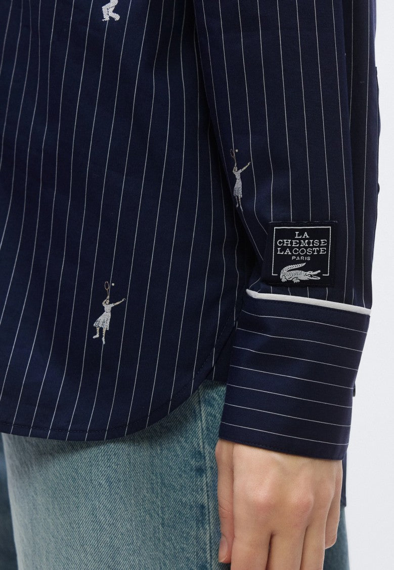 Lacoste Blue Monogram Jacquard Oversized Shirt