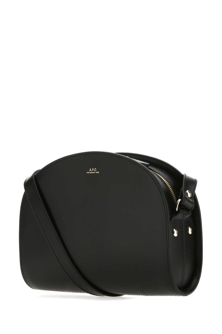 A.P.C. Black Leather Demi Lune Shoulder Bag