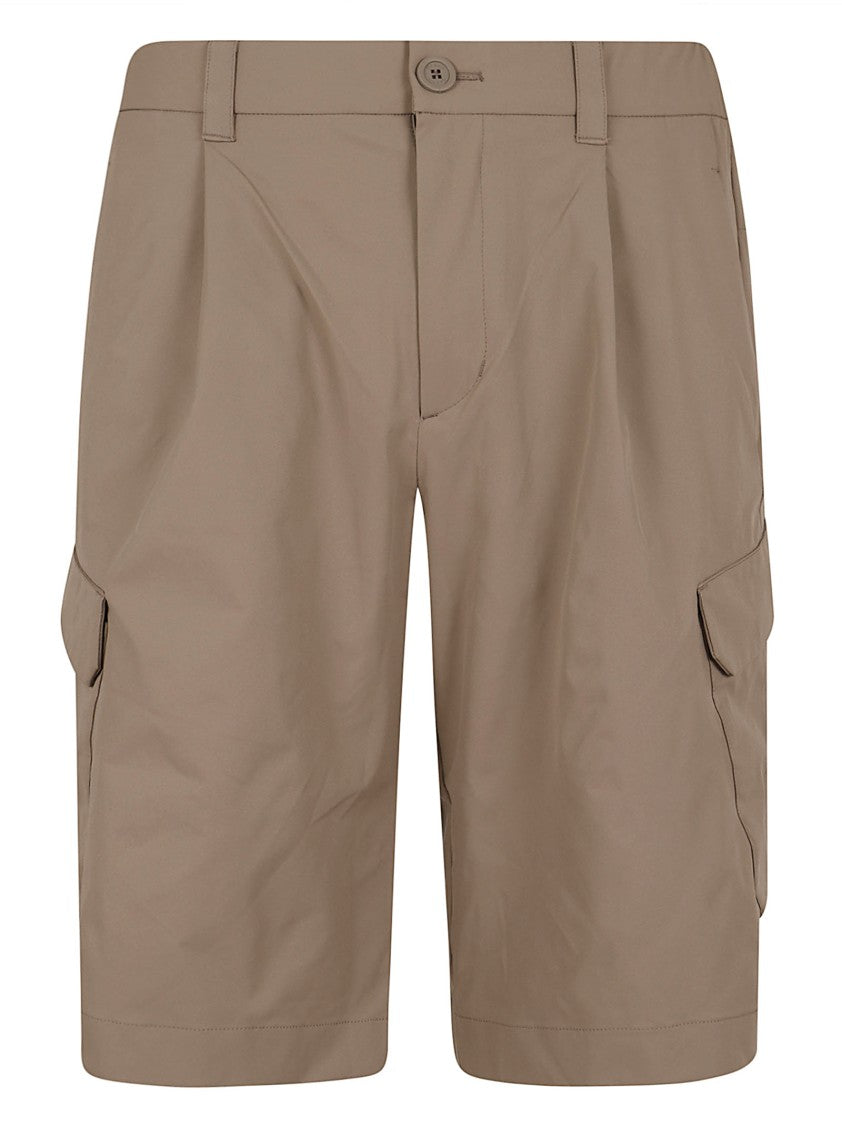 Herno Bermuda Shorts With Front Pleats And Cargo Pockets