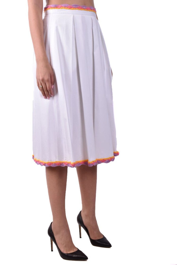Moschino White Cotton Midi Skirt