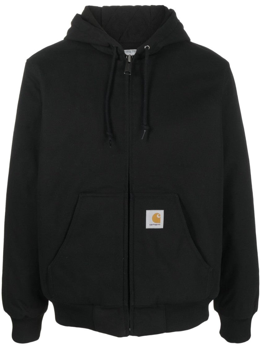 Carhartt Wip Black Hooded Structured Canvas Jacket