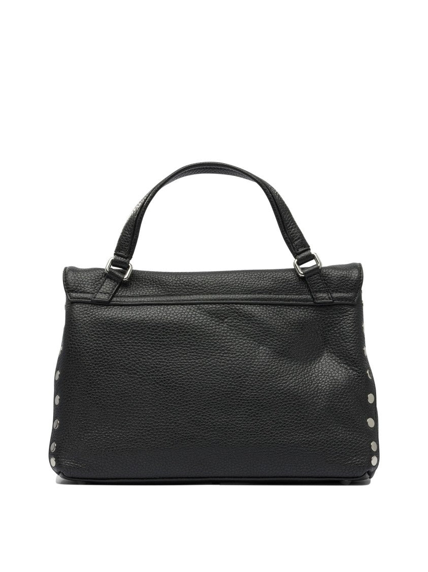 Zanellato Structured Black Leather Handbag With Silver Accents