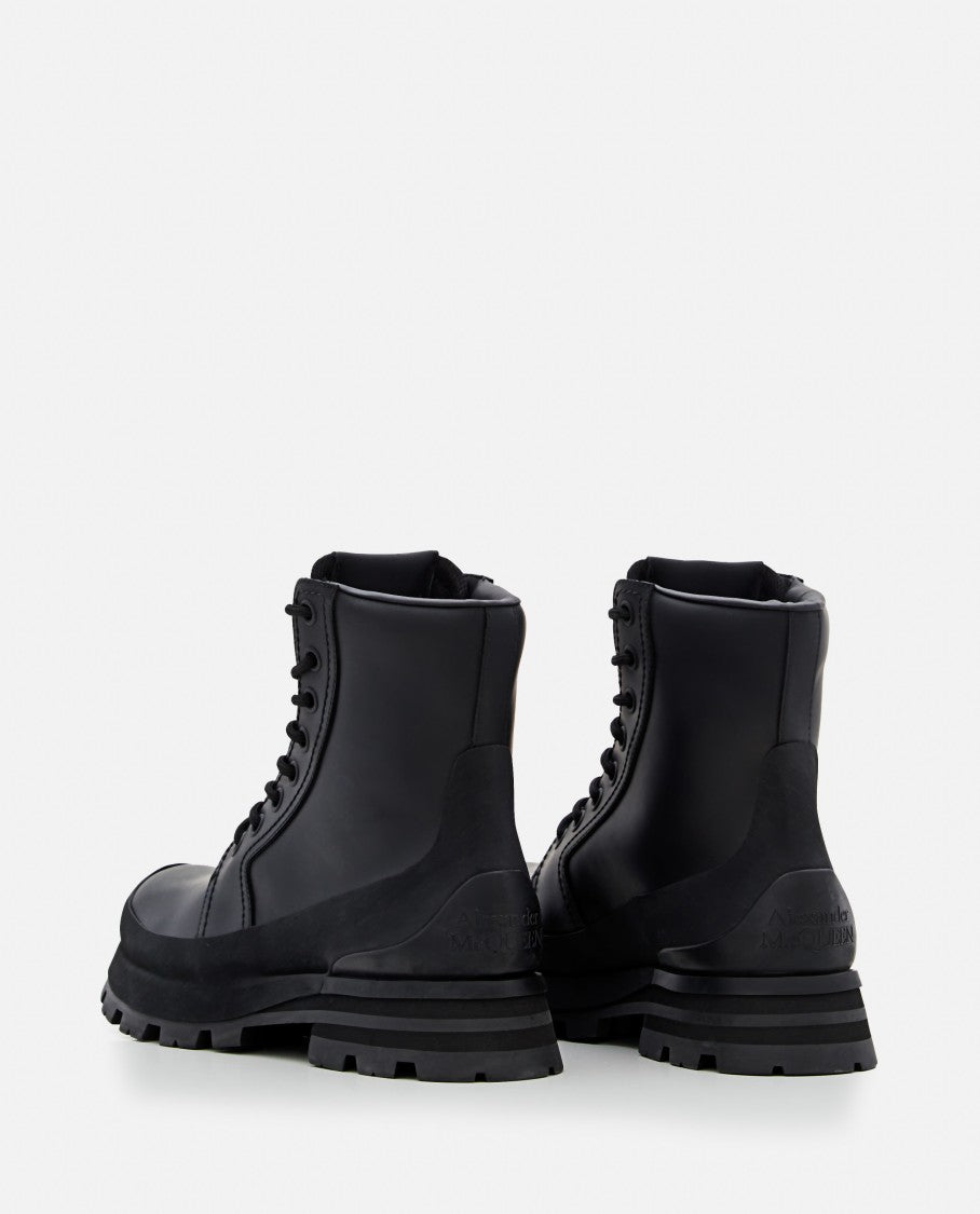 Alexander Mcqueen Black Lace Up Boots