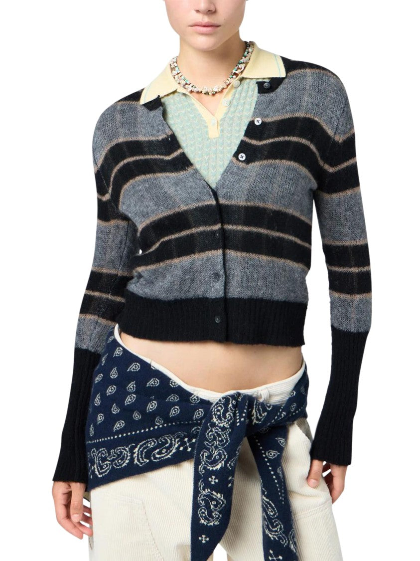 Guest In Residence Shadow Plaid Cardigan With Textured Knit