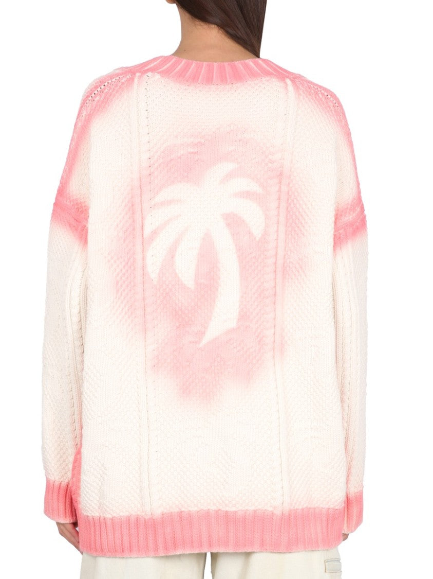 Palm Angels Patent Leather Effect Palm Cardigan