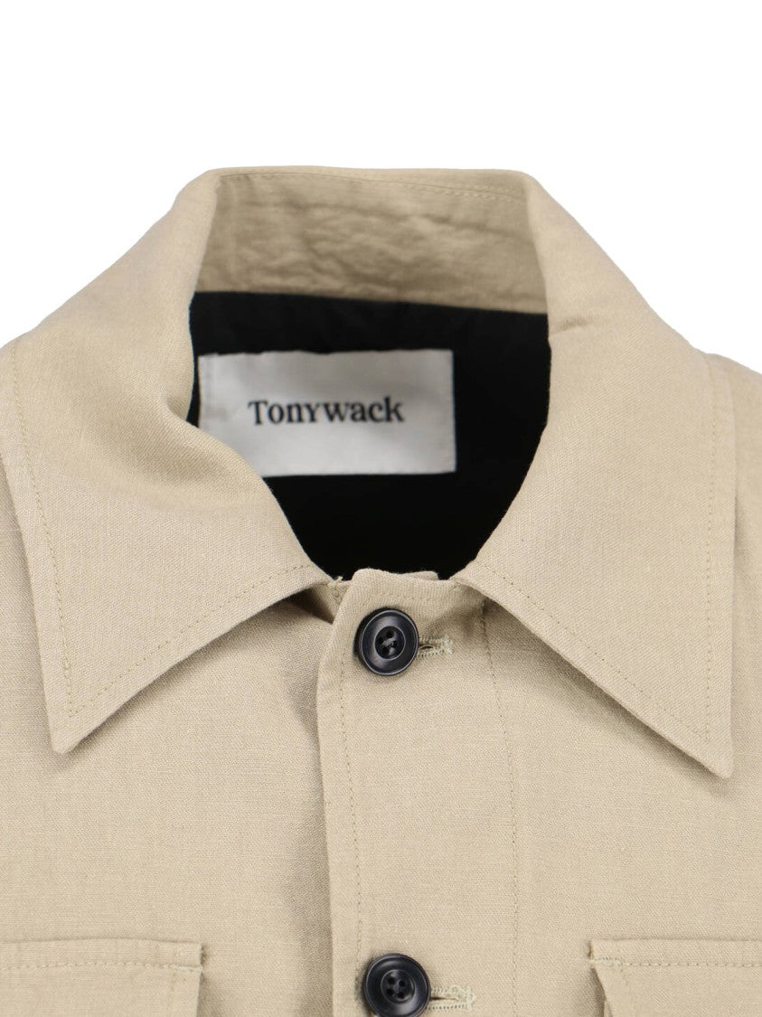 Tonywack Minimalistic Beige Jacket With High Collar