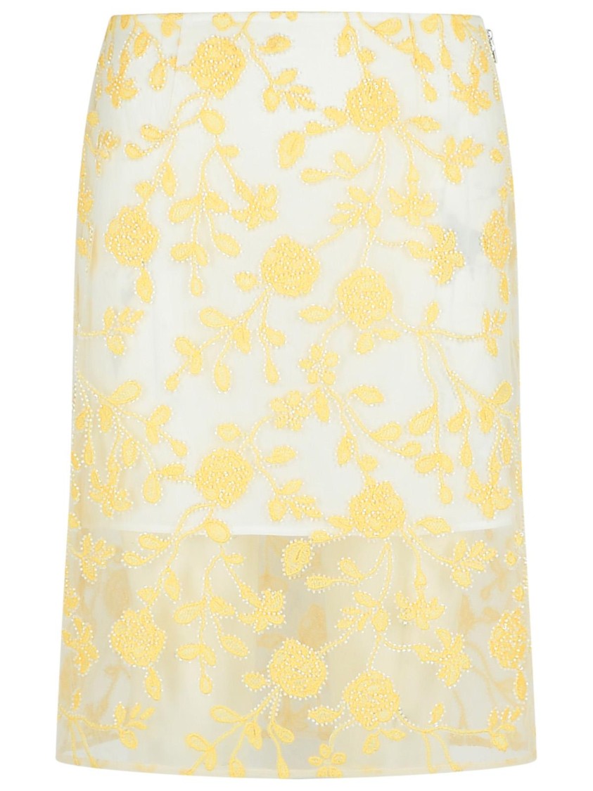 Rotate Pencil Flower' Yellow Polyester Skirt