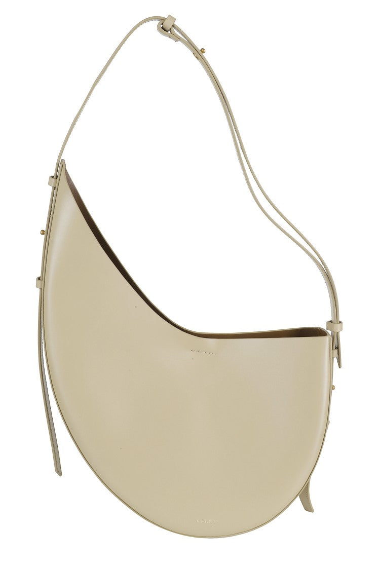 Soeur Beige Winona Front-Logo Zip-Pouch Leather Shoulderbag