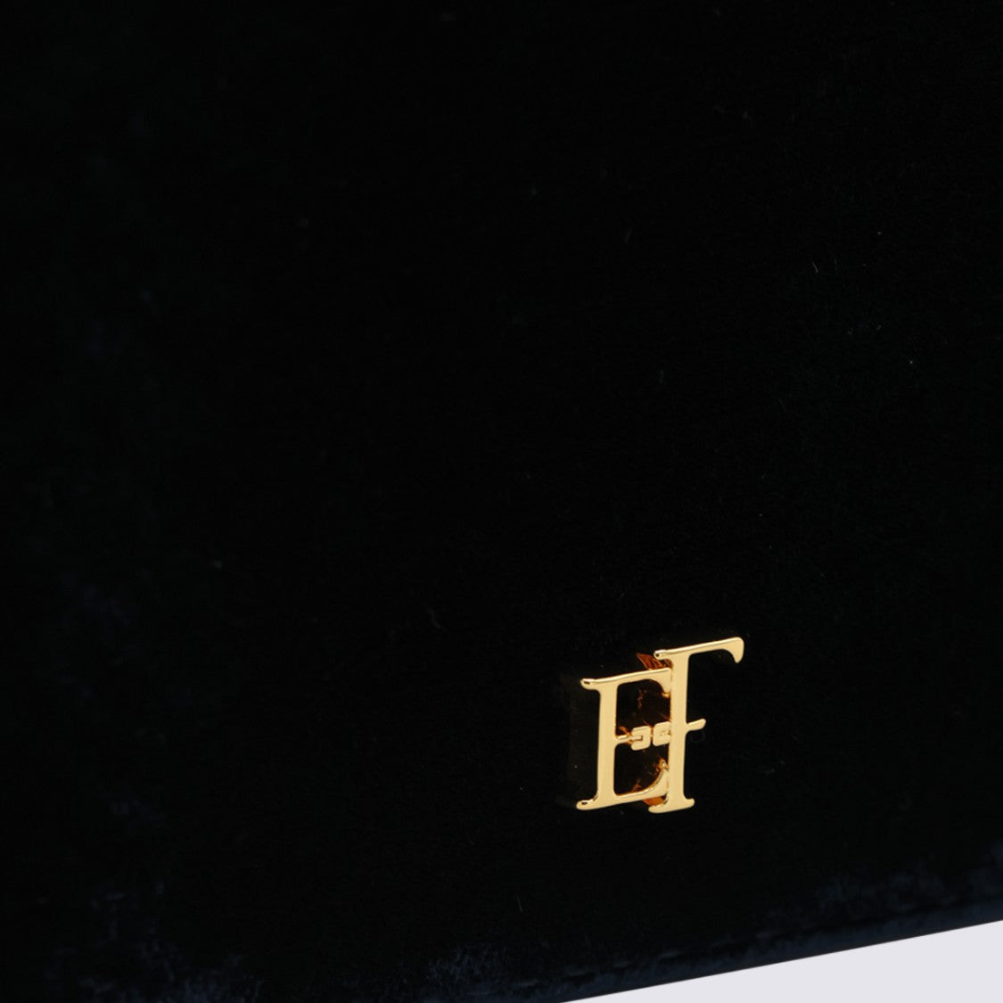 Elisabetta Franchi Black Sleek Velvet Gold Accent Shoulder Bag