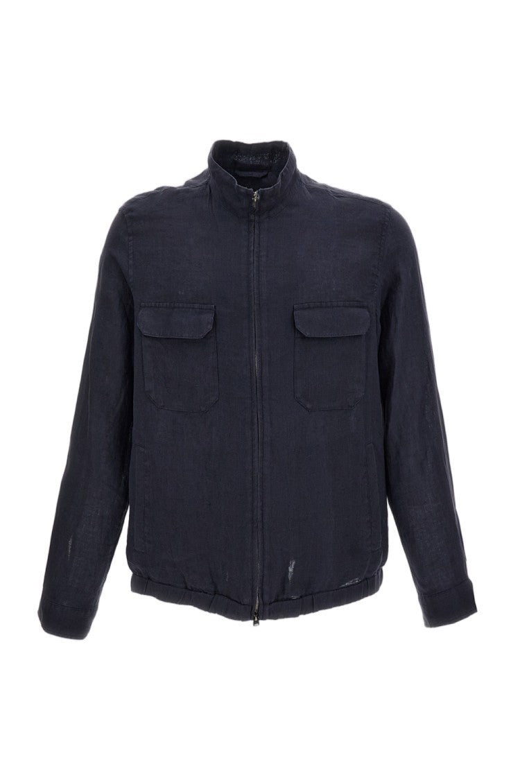 Herno Blue 'Sahariana Crafted' Linen Jacket