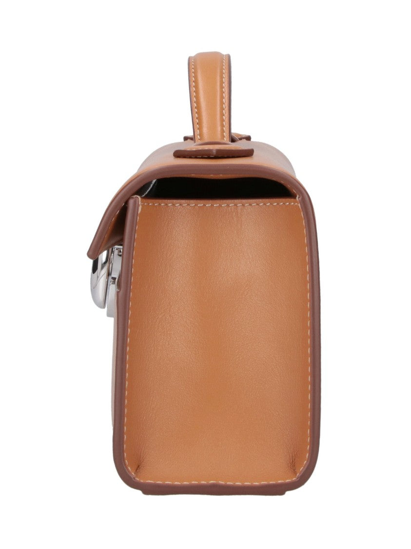 Savette Structured Brown Handbag With Silver-Tone Clasp Closure
