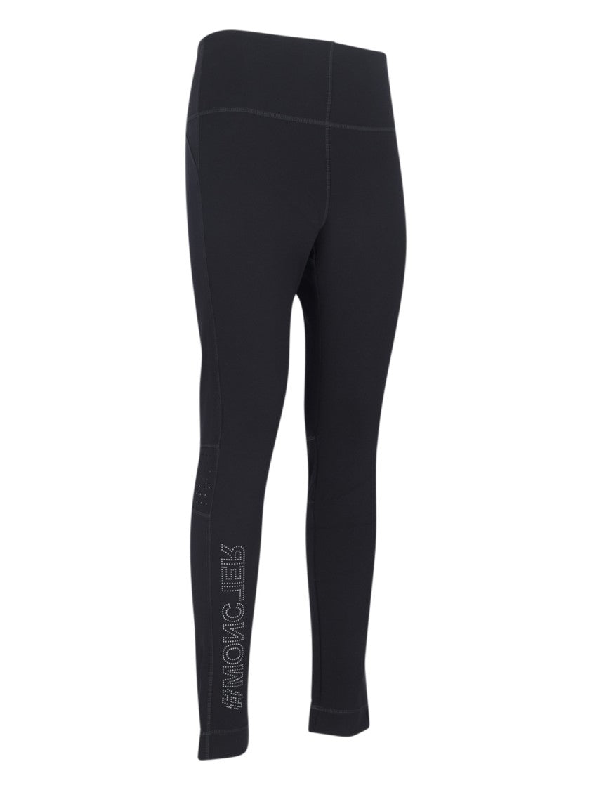 Moncler Grenoble Studded Leggings In Black Stretch Nylon
