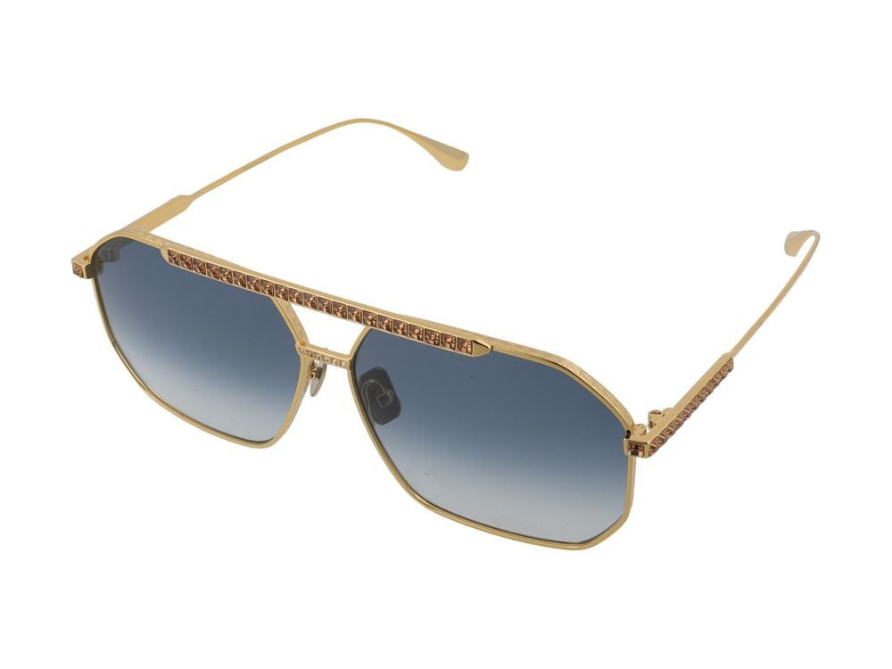 Anna-Karin Karlsson Gold-Toned Blue Gradient Lens Titanium Sunglasses