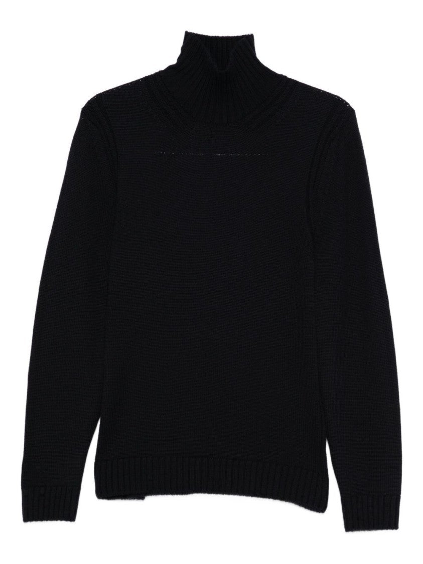 Dondup High Ribbed Turtleneck Black Wool Sweater