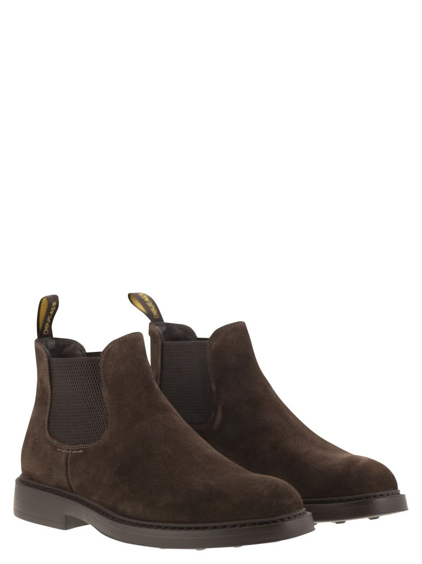 Doucal's Brown Suede Chelsea Boot With Elasticated Sides