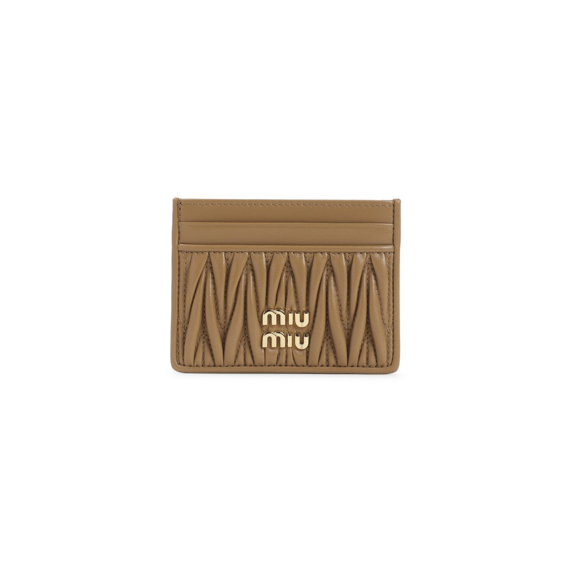 Miu Miu Matelassé Textured Lamb Leather Cardholder With Golden Logo