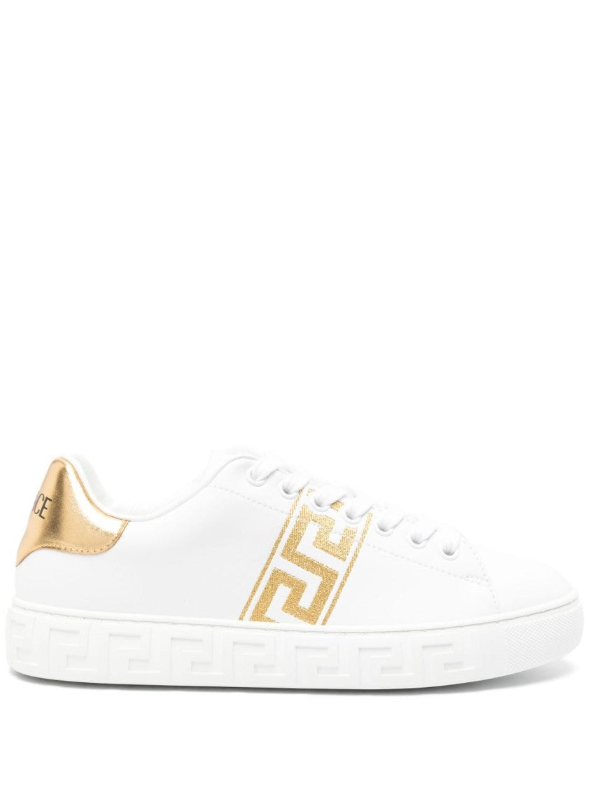 Versace Ivory White Calf Leather Sneakers