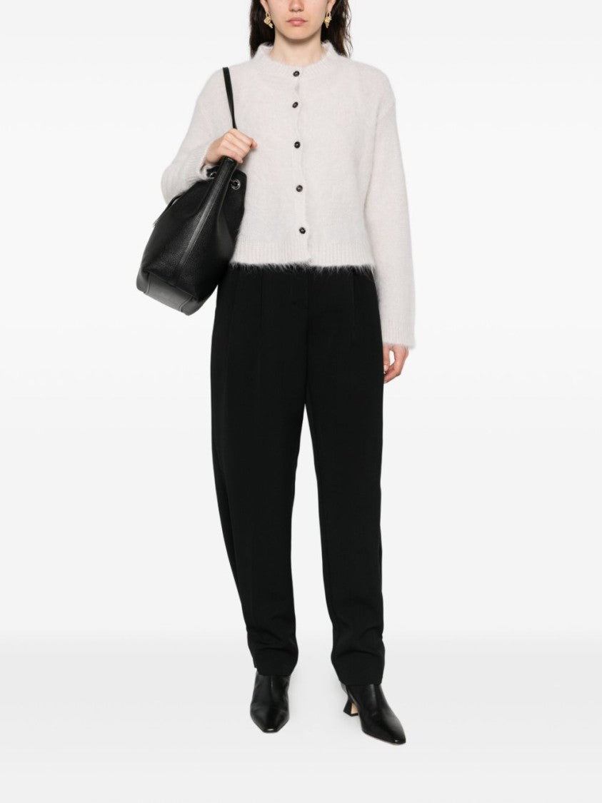 Antonelli Fuzzy Cropped Cardigan With Ribbed Details