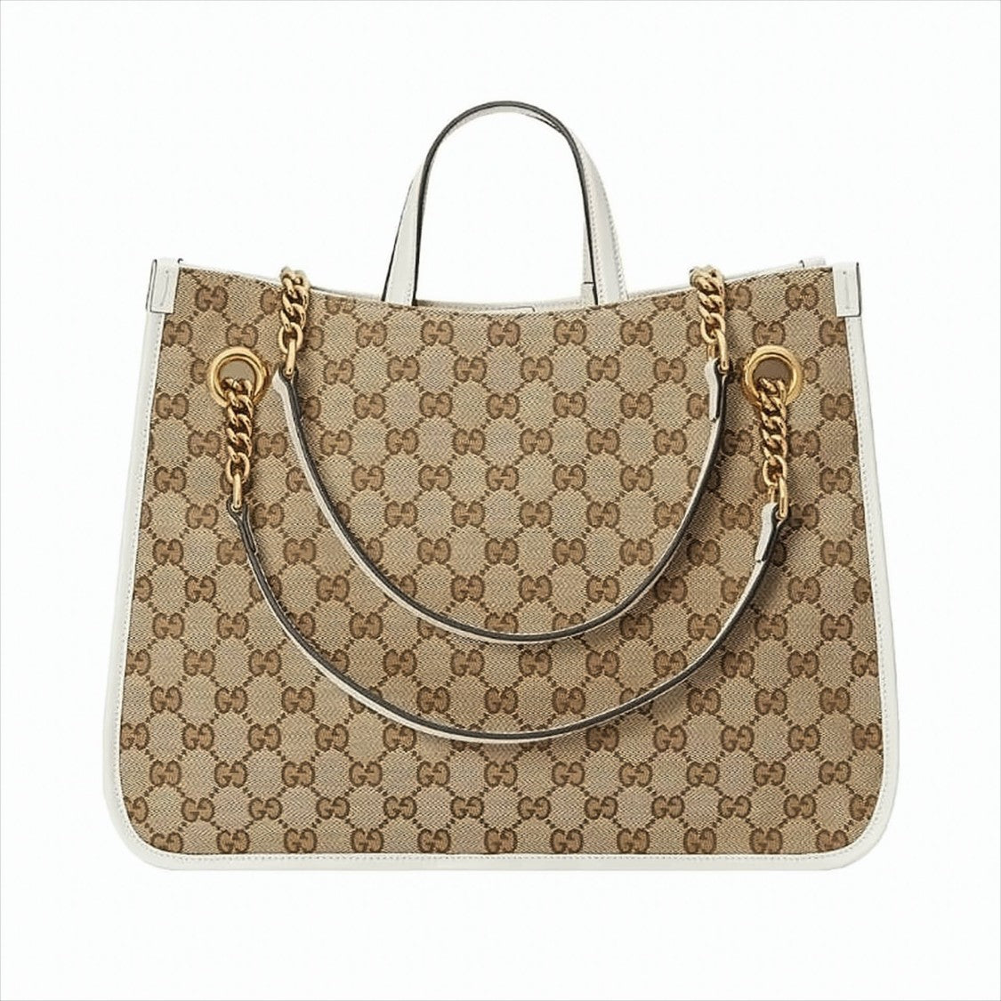 Gucci Monogram Canvas And Leather Medium Tote Bag With Horsebit Detail