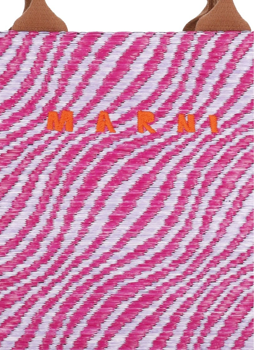 Marni Vibrant Fuchsia Shopping Bag With Embroidered Logo