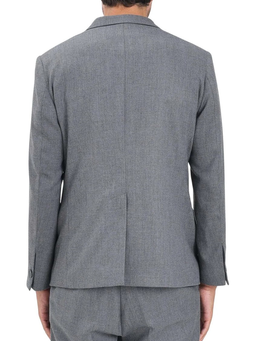 I M Brian Grey Double-Breasted Viscose-Blend Blazer