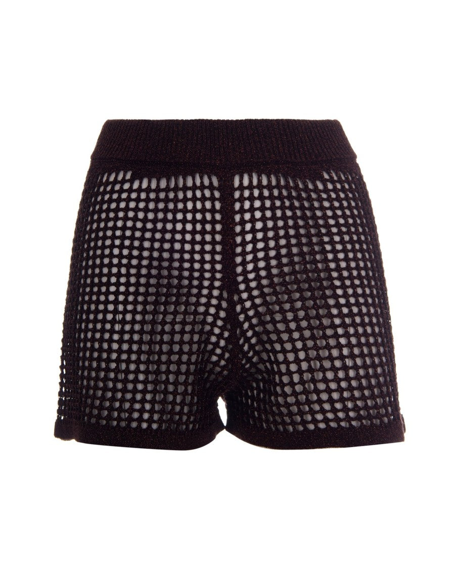 Mc2 Saint Barth High-Waisted Crochet Mesh Lurex Shorts
