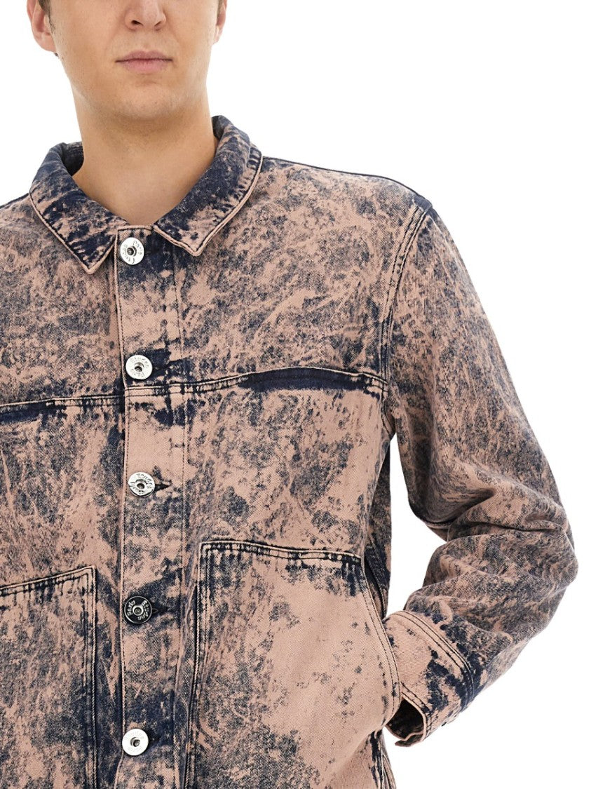 Études Distressed Denim Jacket With Classic Collar