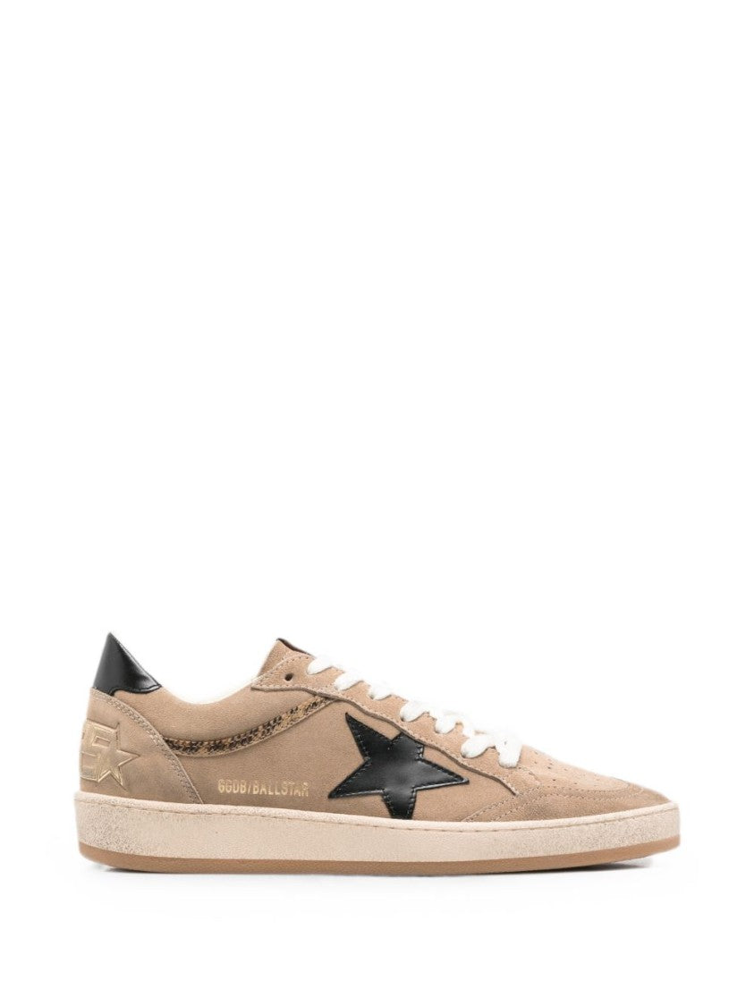 Golden Goose Beige Suede Black Star Low-Top Sneakers
