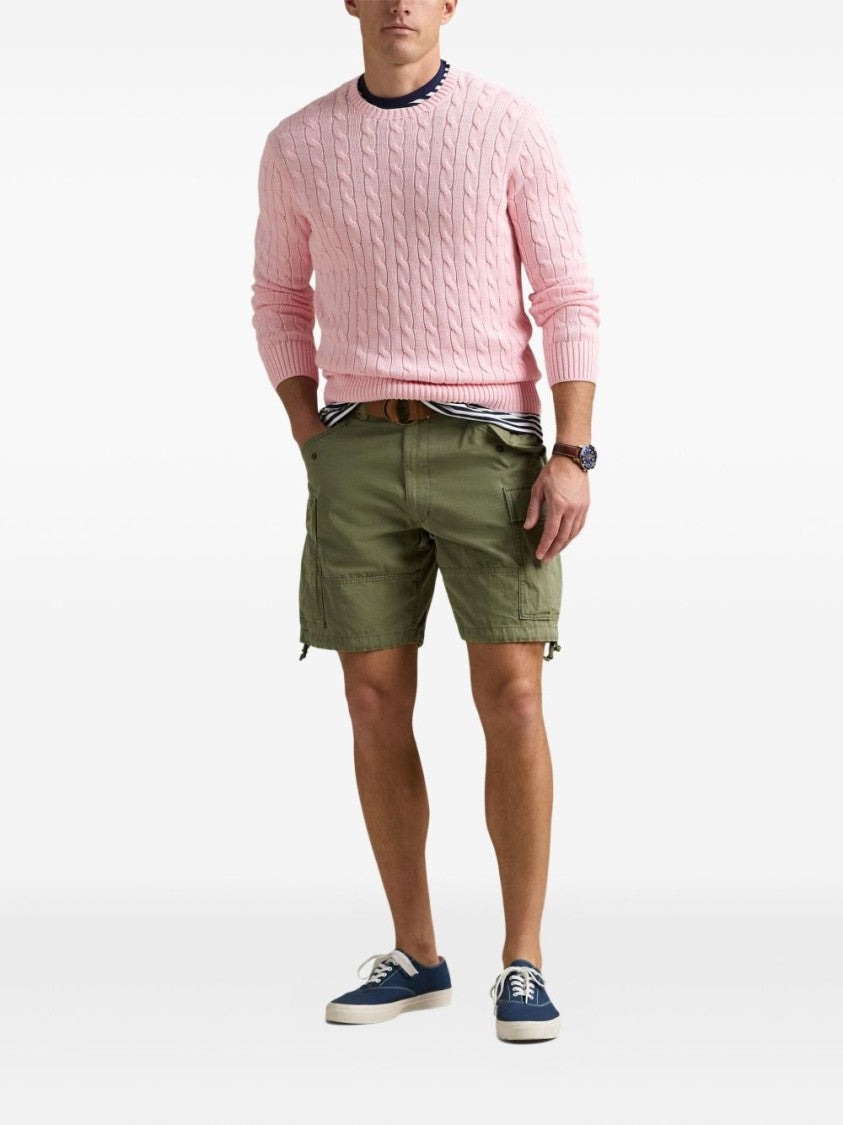 Polo Ralph Lauren Light Pink Crew Neck Pullover With Raised Cable Pattern