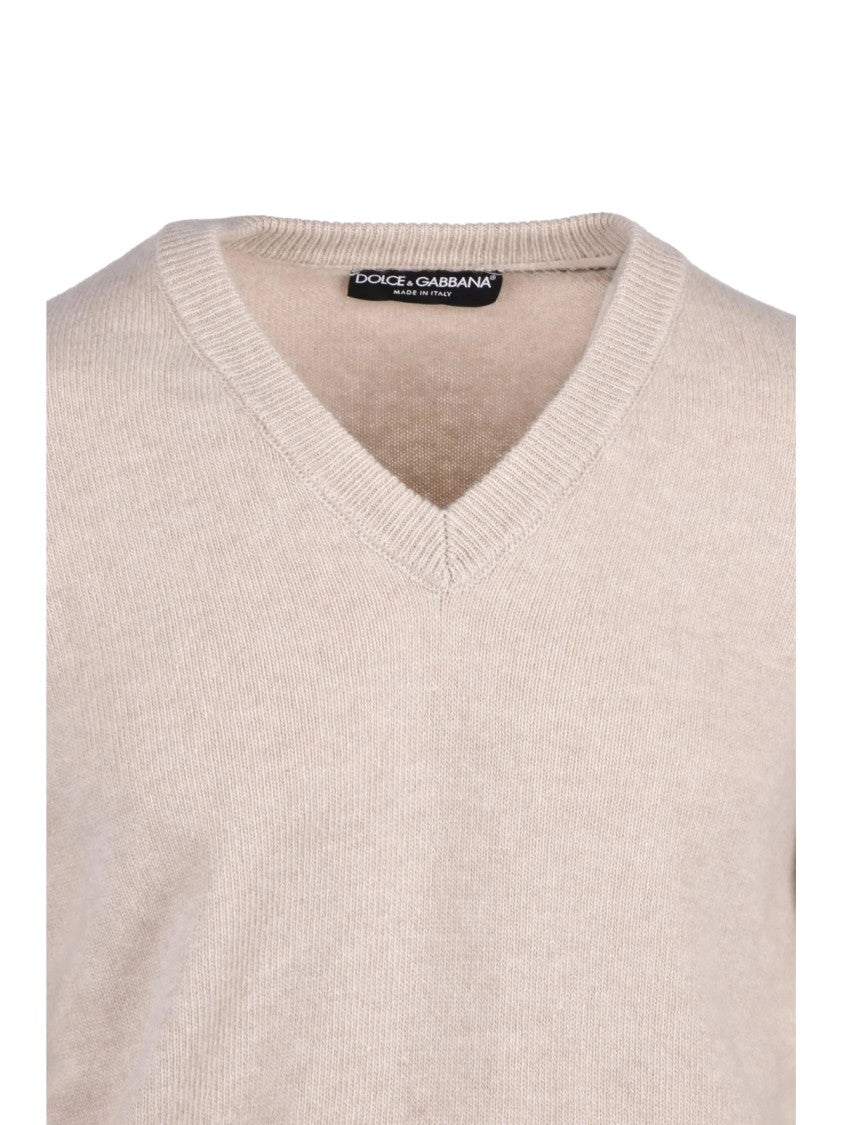 Dolce & Gabbana V-Neck Pullover In Fine Wool And Cashmere Blend