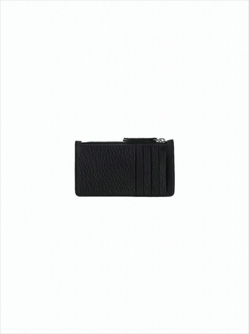 Maison Margiela Textured Calf Leather Wallet With Zippered Closure
