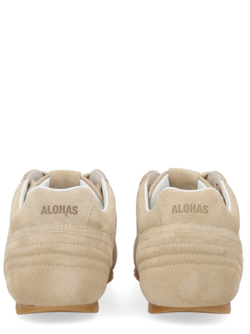 Alohas Beige Suede Perforated Panel Sneakers