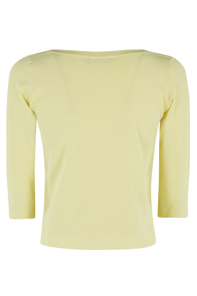 Roberto Collina Three-Quarter Sleeves Boxy Fit Top With Boat Neckline