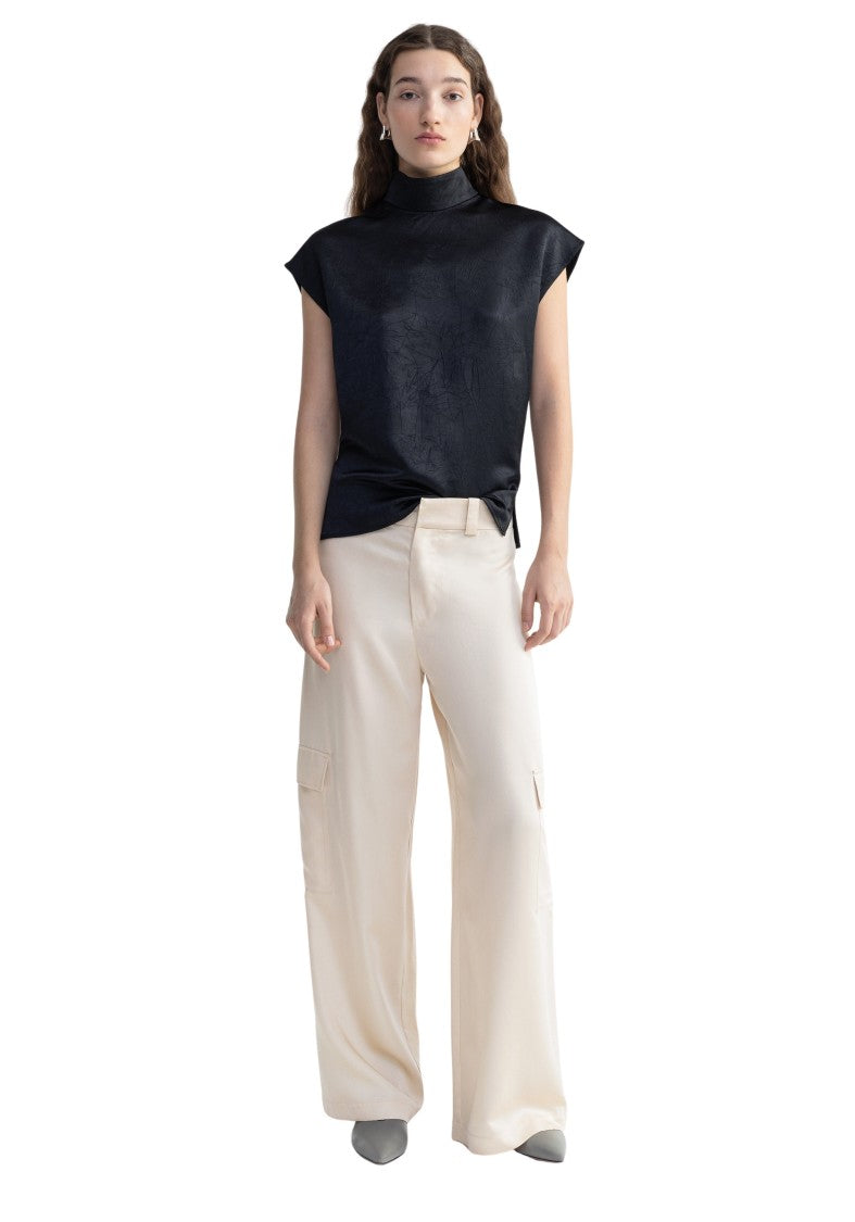 Aeron Flora - Satin Sleeveless Turtleneck