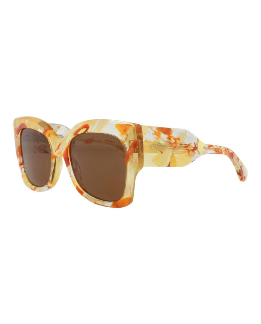 Chloé Square-Frame Sunglasses In Recycled Acetate With Marbled Accents