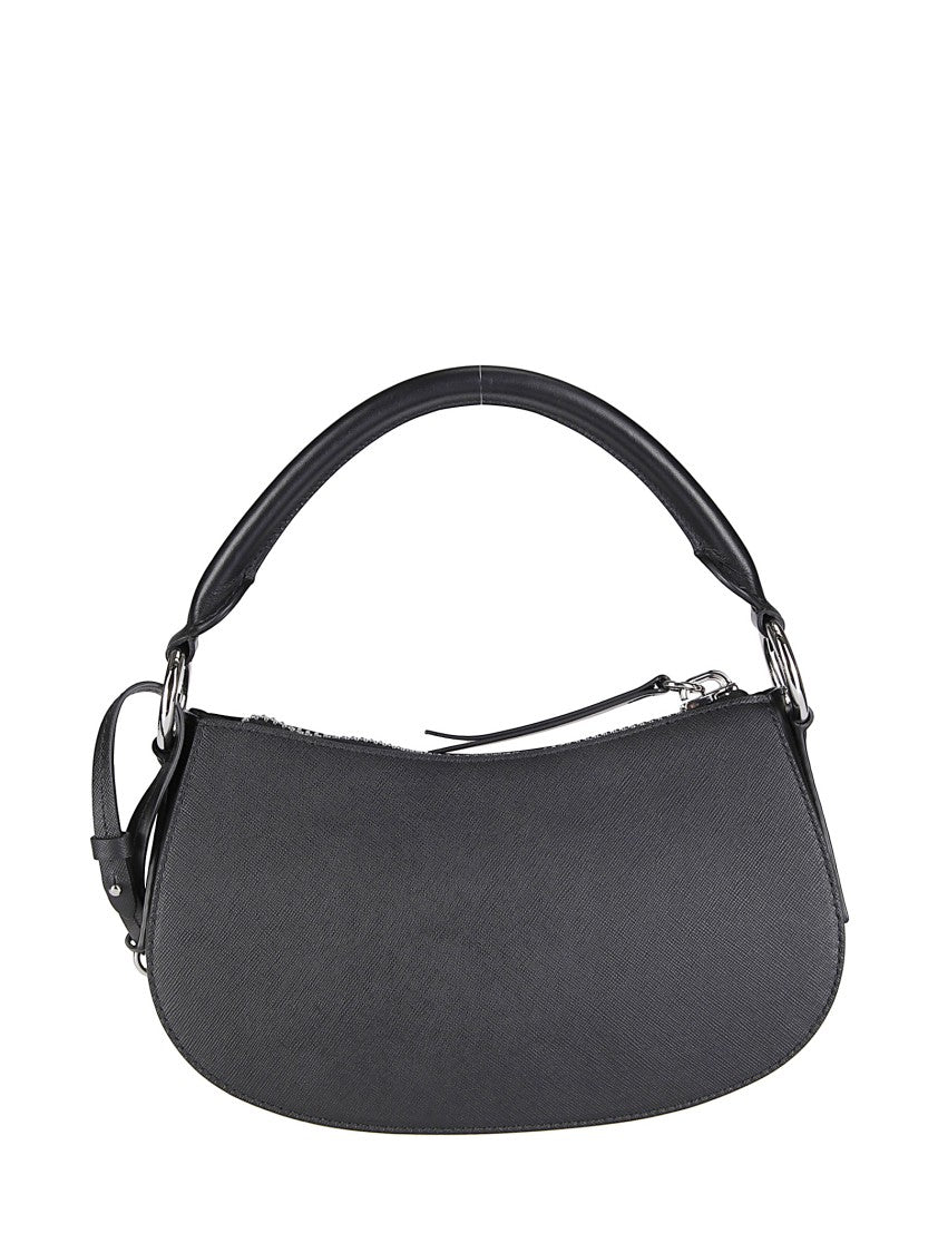 Maison Margiela Curved Black Leather Shoulder Bag