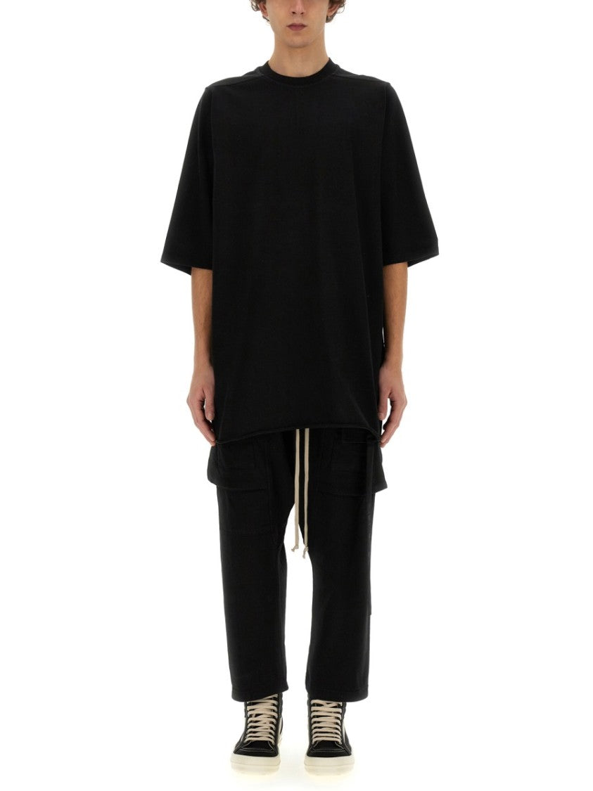 Drkshdw By Rick Owens Oversized Black Cotton T-Shirt With Relaxed Fit